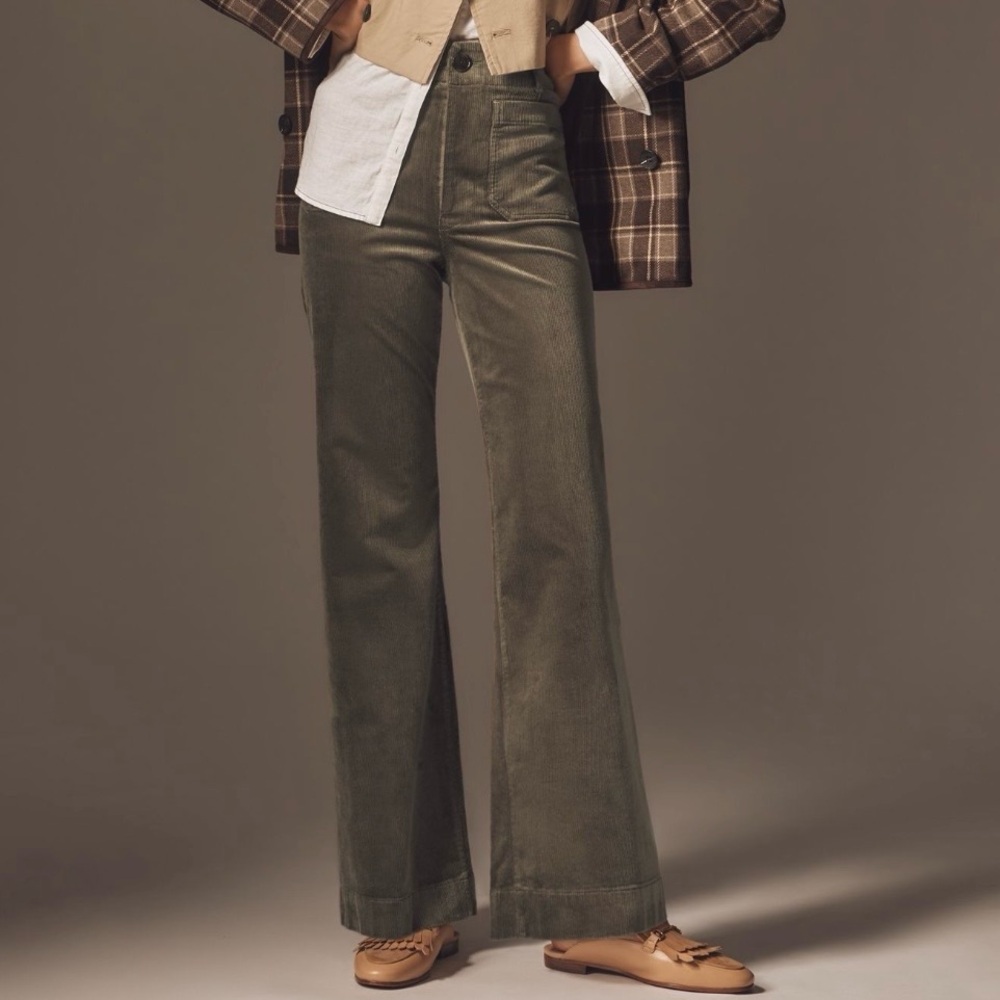 The Colette Corduroy Full-Length Wide-Leg Pants by Maeve ~ NWT